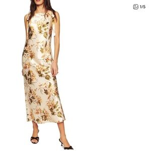 NWOT Reformation Aden Silk Dress Cream/Yellow